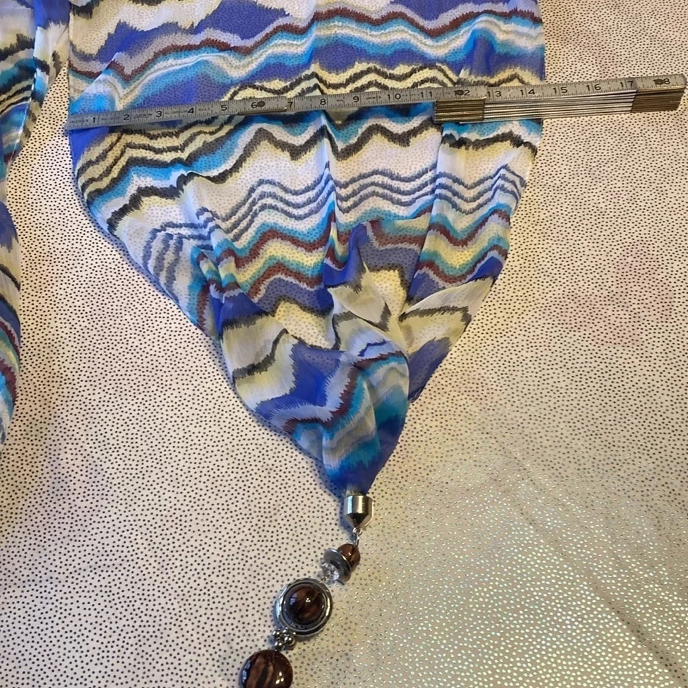 Jewel Touch Multicolor Girls Stylish Printed Scarf with Necklace pendant Scarves